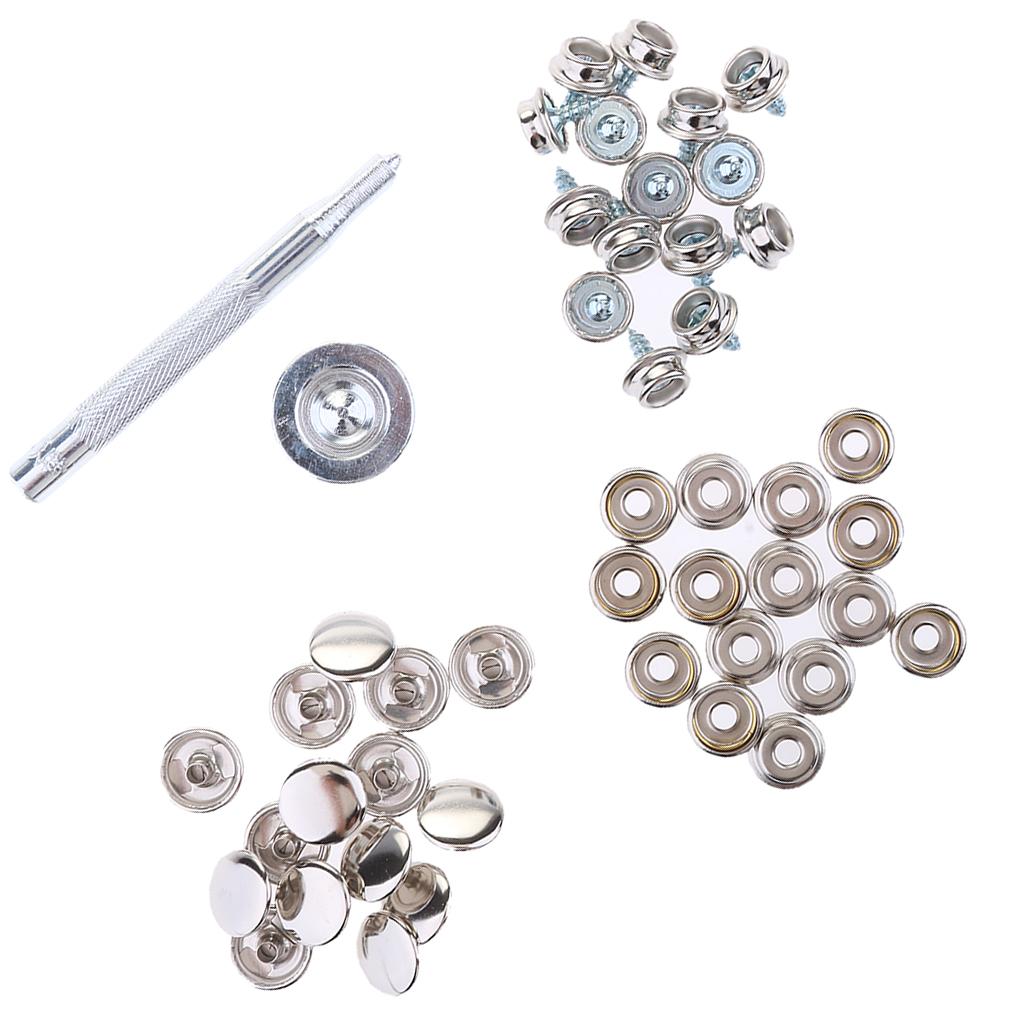 47Pcs Boat Cover Canvas Fastener Snap Button Screw Kit w/ Installation Tool