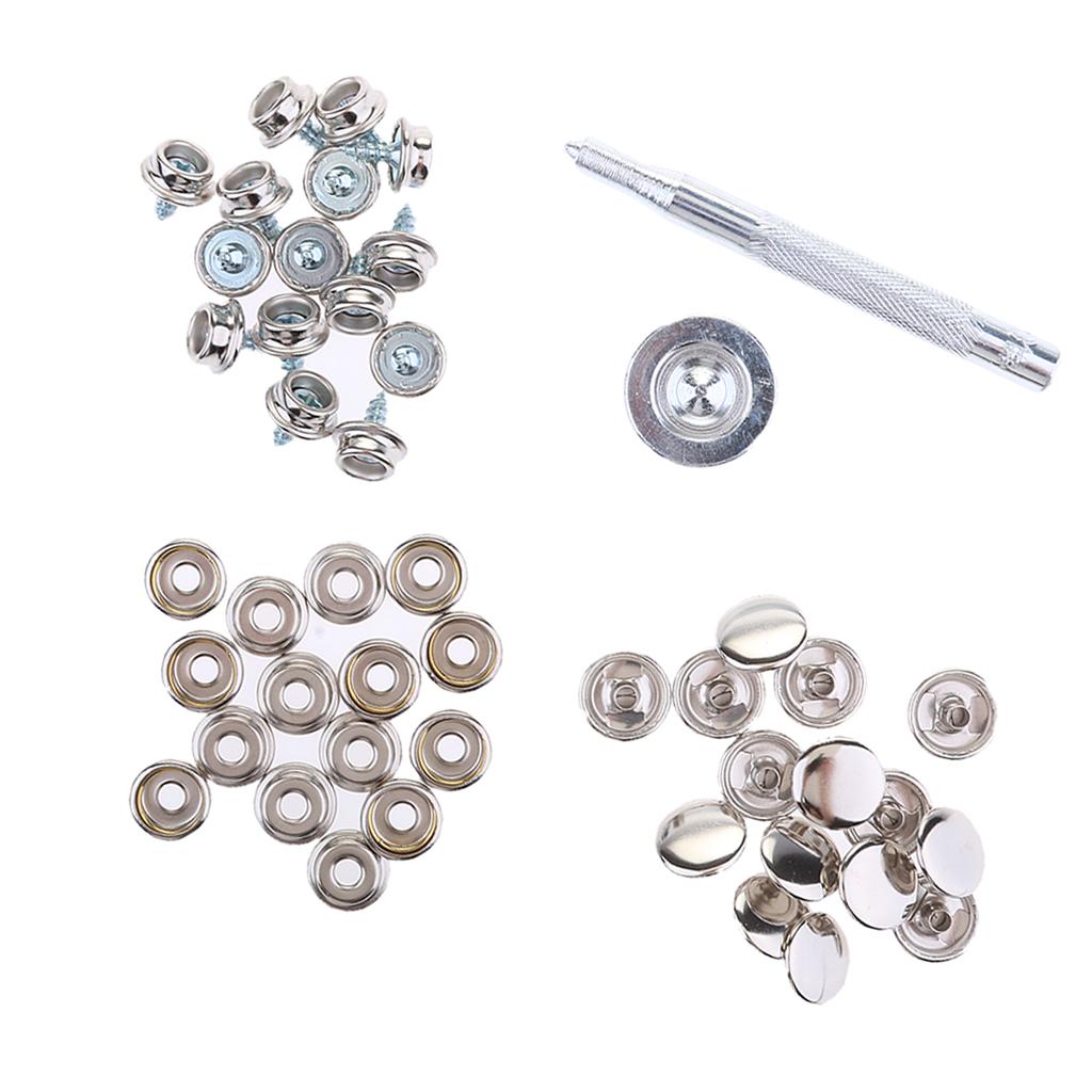 47Pcs Boat Cover Canvas Fastener Snap Button Screw Kit w/ Installation Tool