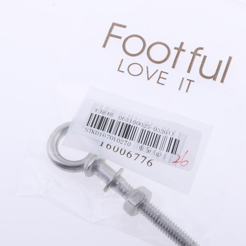 2x304 Stainless Steel Long Lifting Eye Bolt for Nut and Washer M4 x 40mm