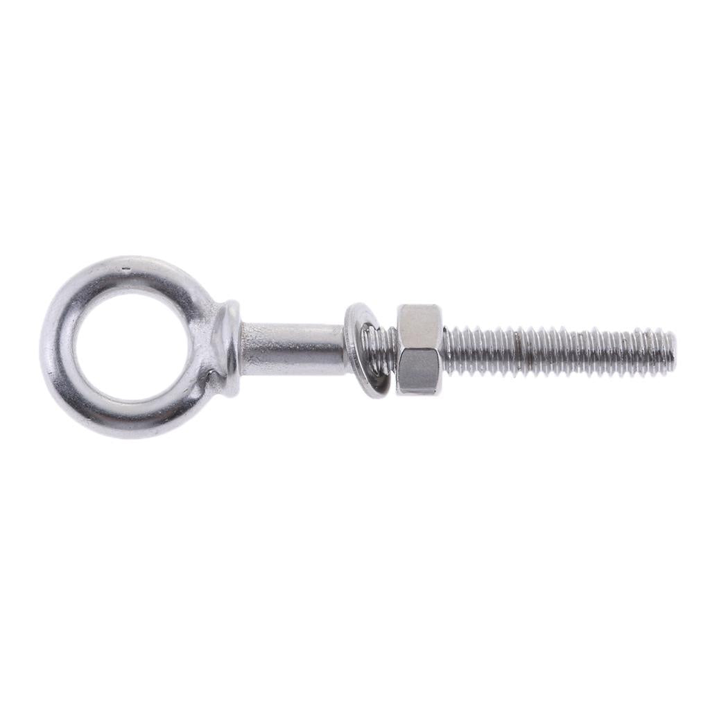 2x304 Stainless Steel Long Lifting Eye Bolt for Nut and Washer M4 x 40mm