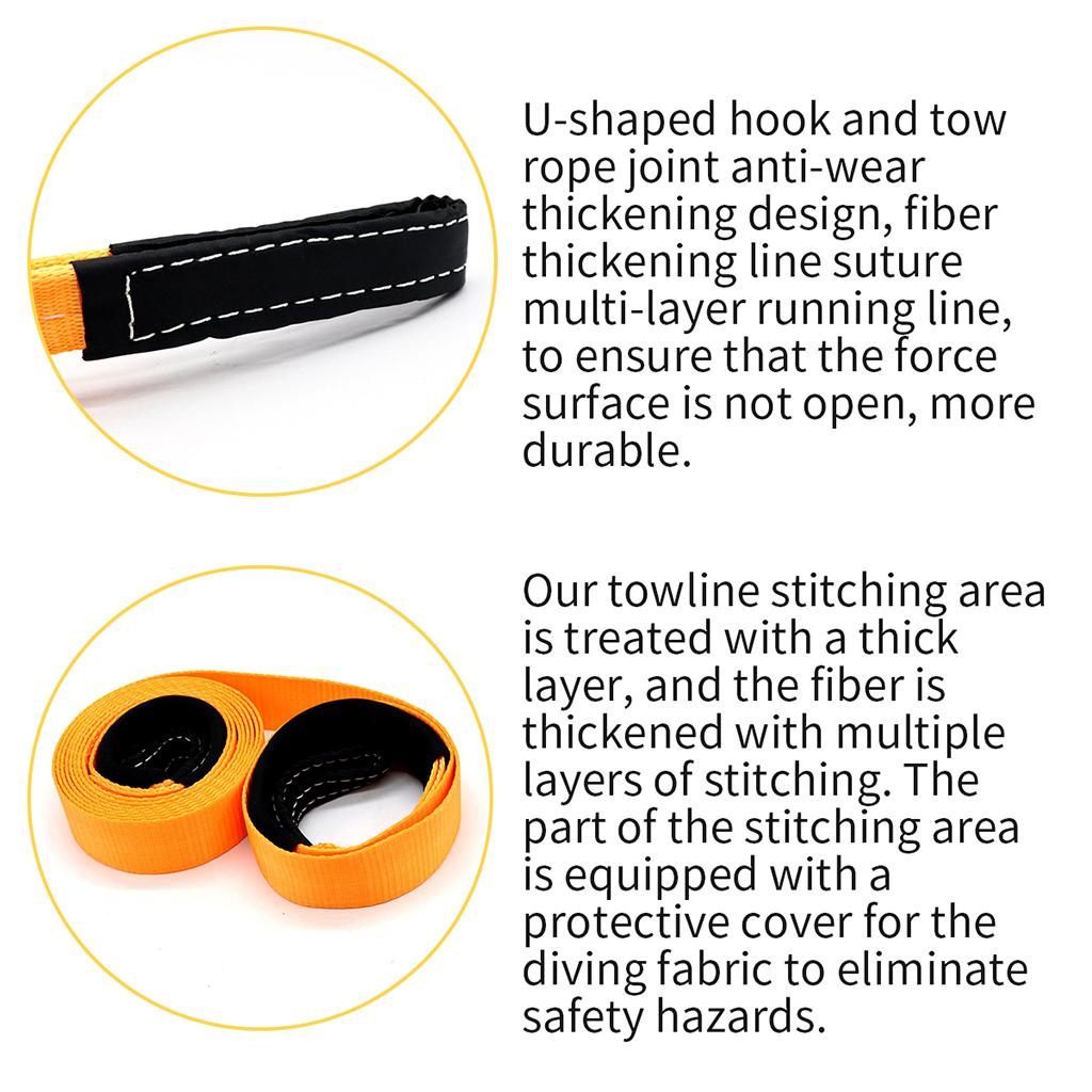 3 8T 9 Meters Heavy Duty Towing Strap Rope Polyester for Vehicle Relief"