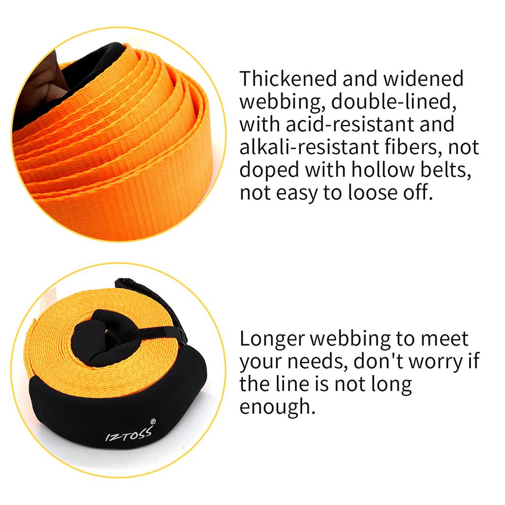3 8T 9 Meters Heavy Duty Towing Strap Rope Polyester for Vehicle Relief"