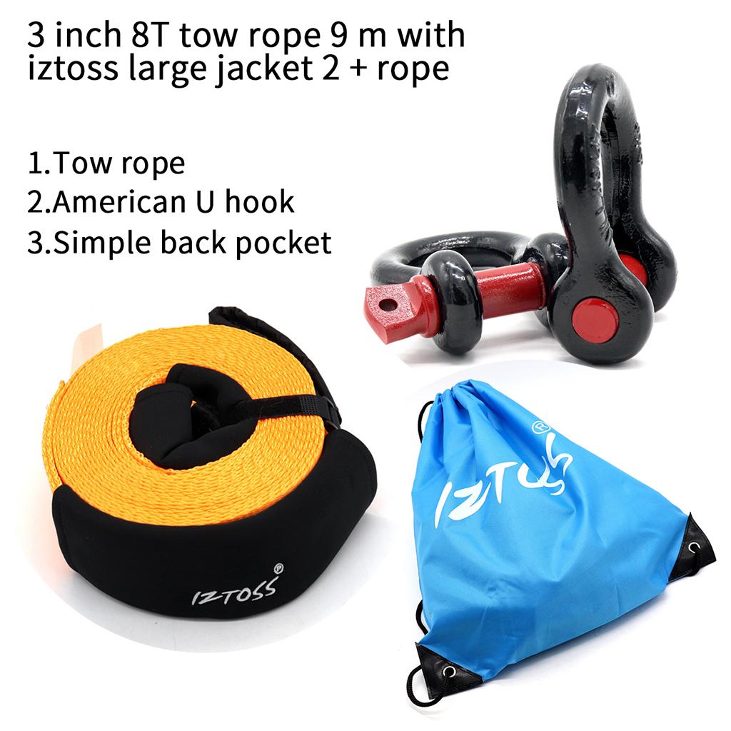 3 8T 9 Meters Heavy Duty Towing Strap Rope Polyester for Vehicle Relief"