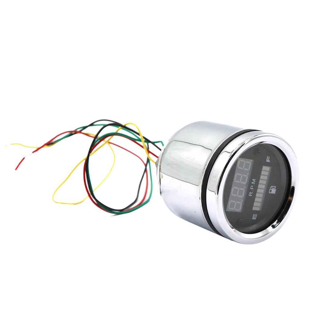 12V Motorcycle Tachometer RPM Fuel Level Gauge LED Indicator