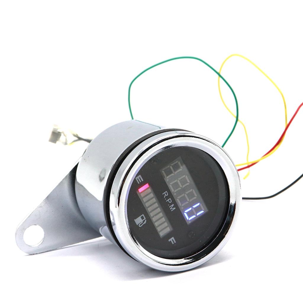 12V Motorcycle Tachometer RPM Fuel Level Gauge LED Indicator