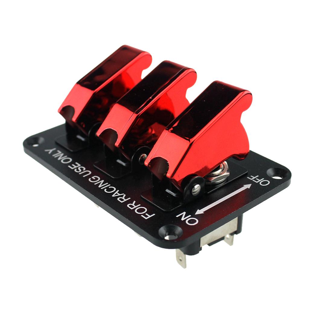 12V Universal Racing Car 3 LED Rocker Switch Panel Flip-up Ignition Toggle