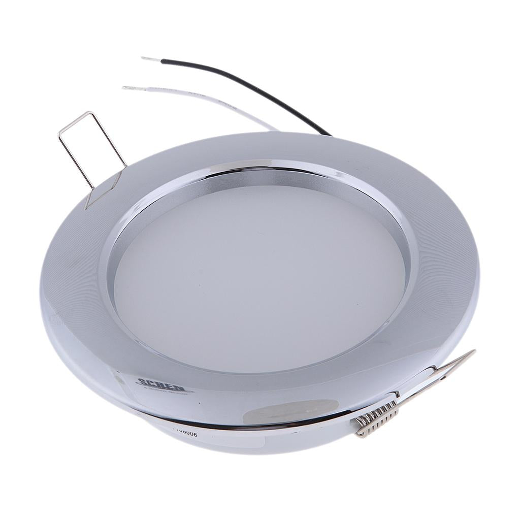 Chrome RV Boat Recessed Ceiling Light LED Panel Light DC 24V 4.5W Cool White