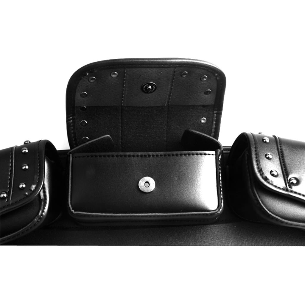 Black Motorcycle Windshield Bag 3 Pouch Pocket for Harley