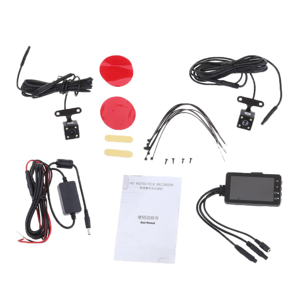 Motorcycle Action Camera Dual Lens LCD DVR Waterproof 1080P Dual track