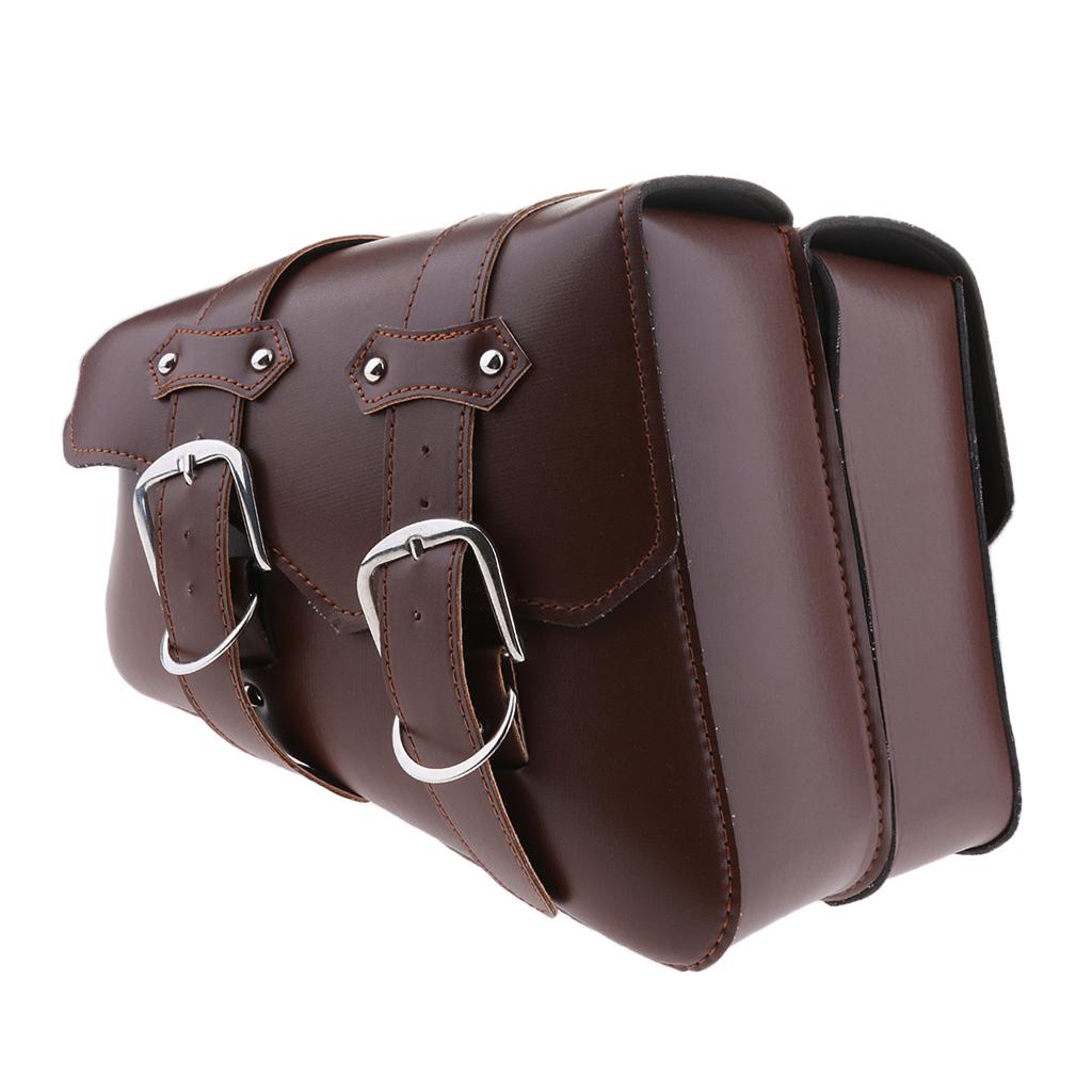 Universal Motorcycle Side Bag Saddle Bags Fork Tool Pouch Storage Luggage Brown