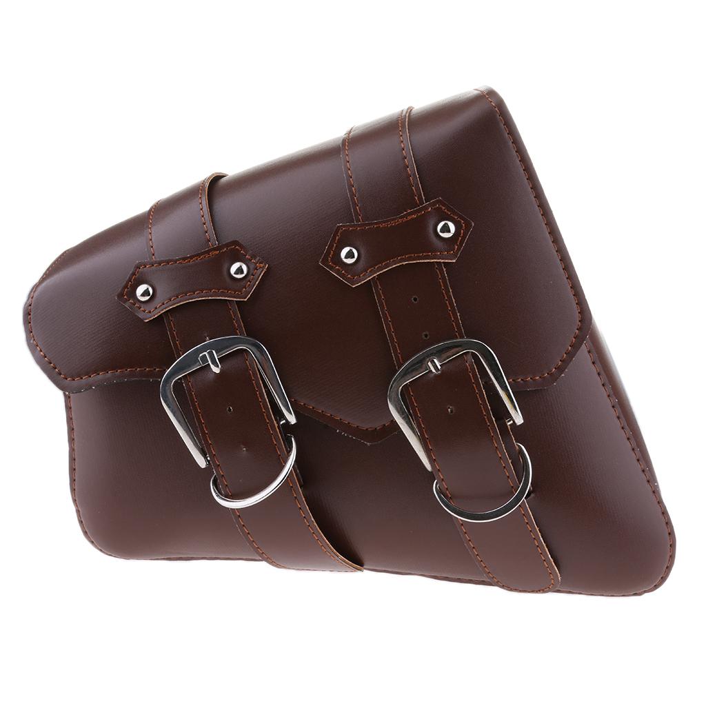 Universal Motorcycle Side Bag Saddle Bags Fork Tool Pouch Storage Luggage Brown