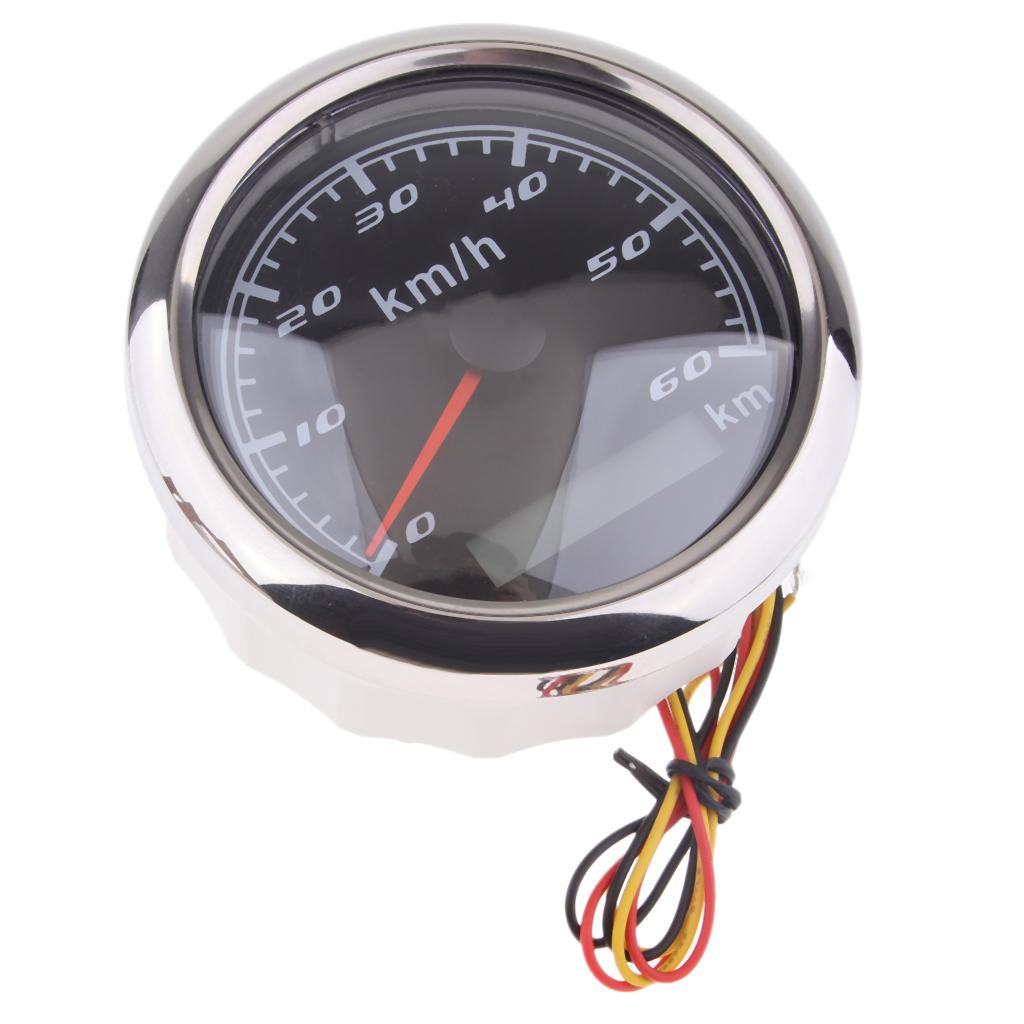Marine Car Digital GPS Speedometer Gauge 0-60 km/h 85mm 316L Black