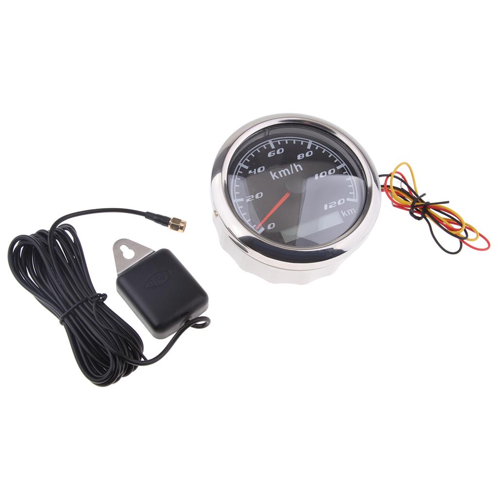 Marine Car Digital GPS Speedometer Gauge 0-120 km/h 85mm 316L Black