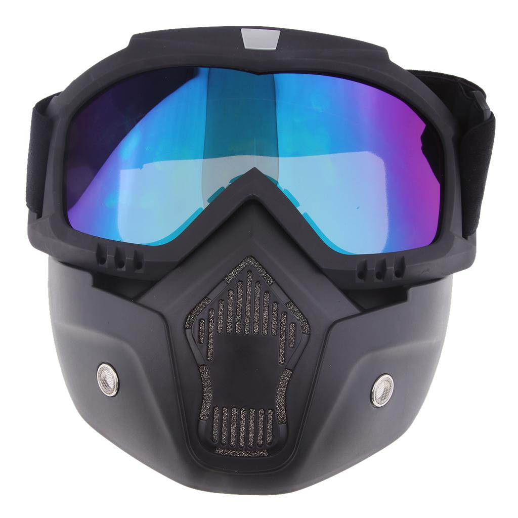 Motorcycle Helmet Riding Goggles Face Mask Detachable Fog-proof Glasses