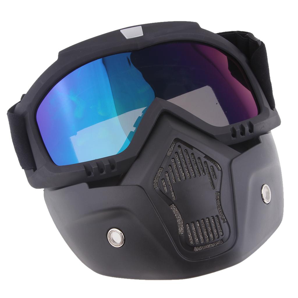 Motorcycle Helmet Riding Goggles Face Mask Detachable Fog-proof Glasses