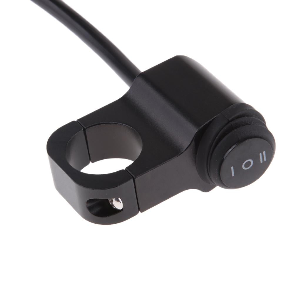 Waterproof 22mm 7/8 Motorcycle Handlebar Headlight ON/OFF/ON Switch Black"