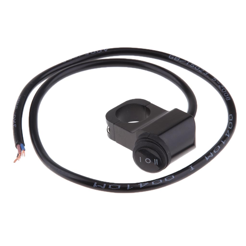 Waterproof 22mm 7/8 Motorcycle Handlebar Headlight ON/OFF/ON Switch Black"