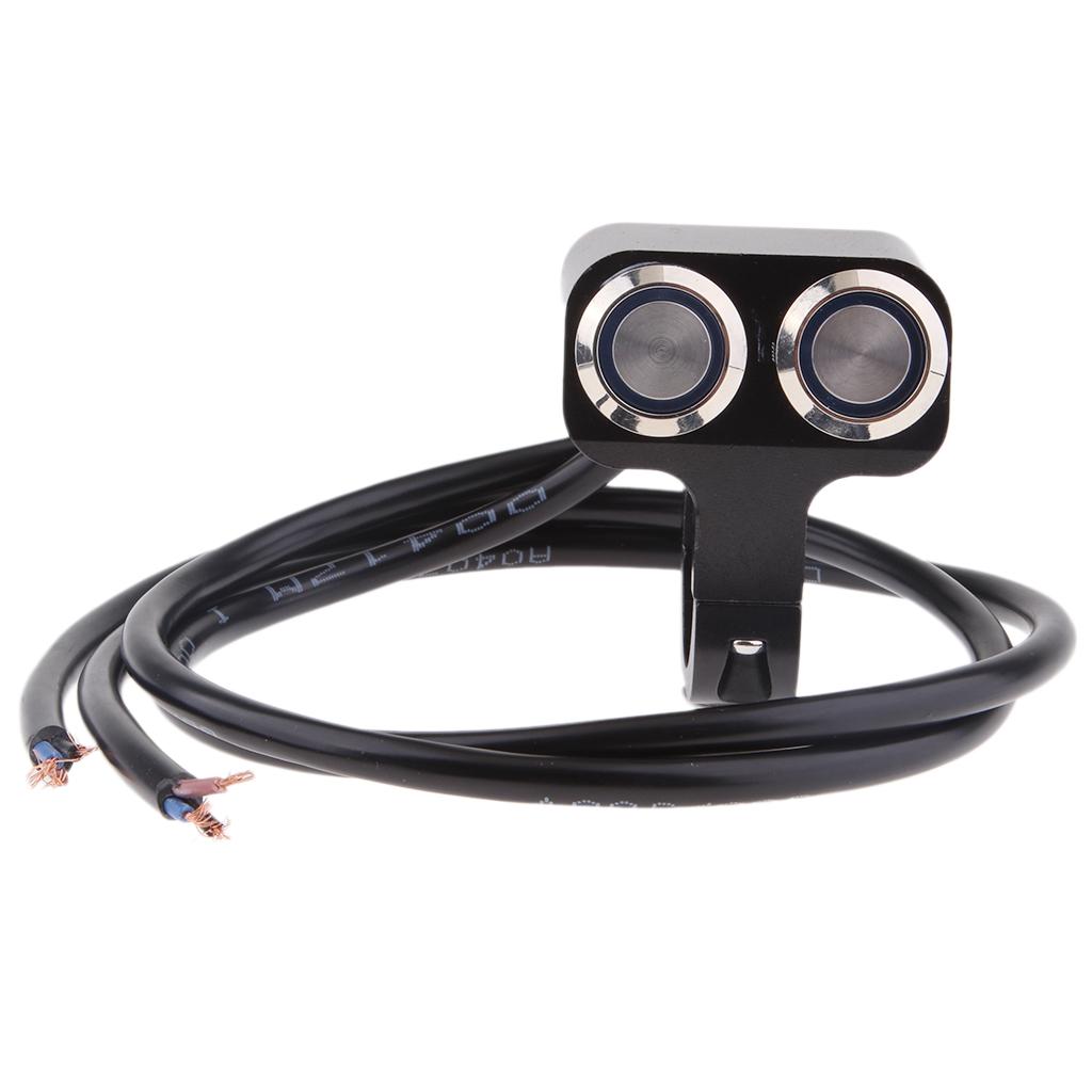 25mm Handlebar Motorbike LED Switches Horn Brake Kill Stop ON-OFF Blue