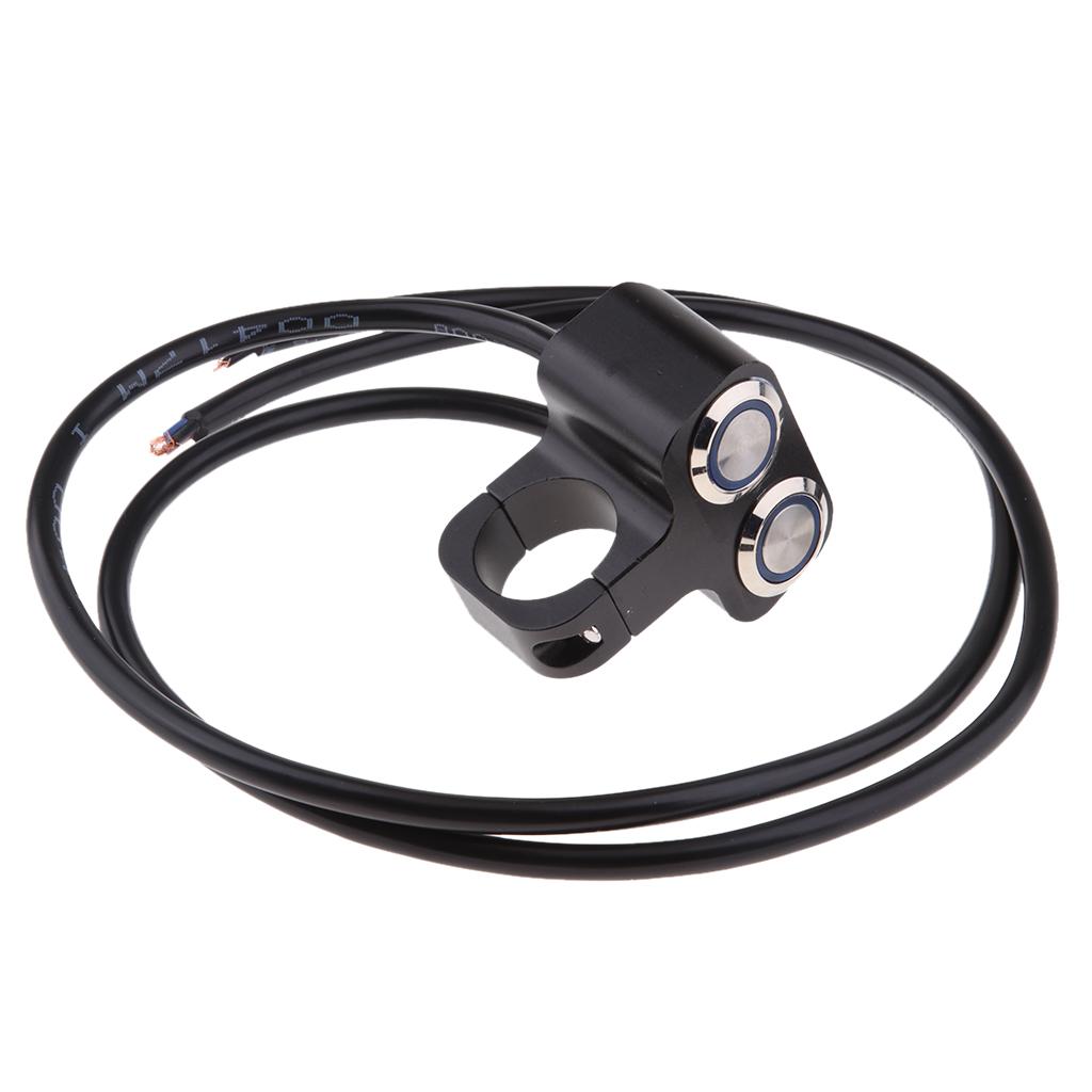 25mm Handlebar Motorbike LED Switches Horn Brake Kill Stop ON-OFF Blue
