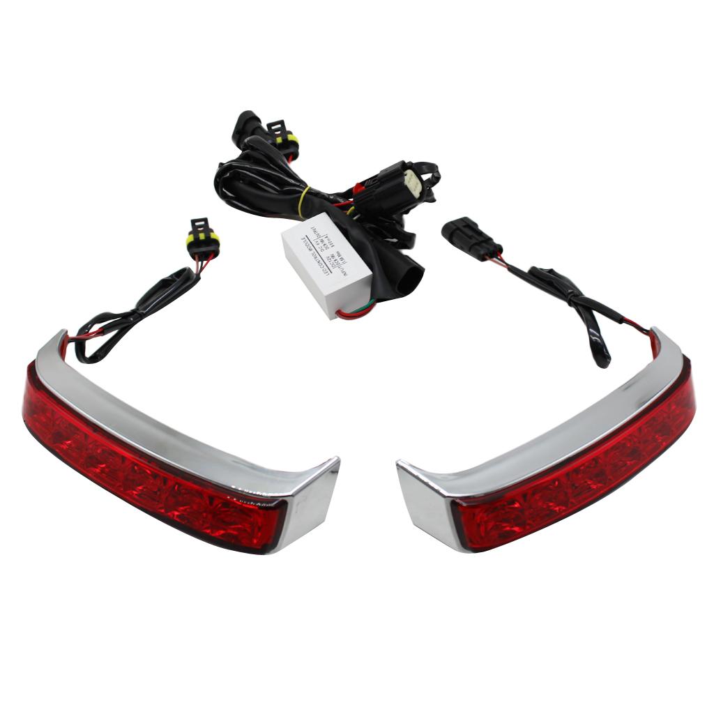 Custom Chrome LED Rear Motorcycle Saddlebag Lights for 97-13 Harley Touring