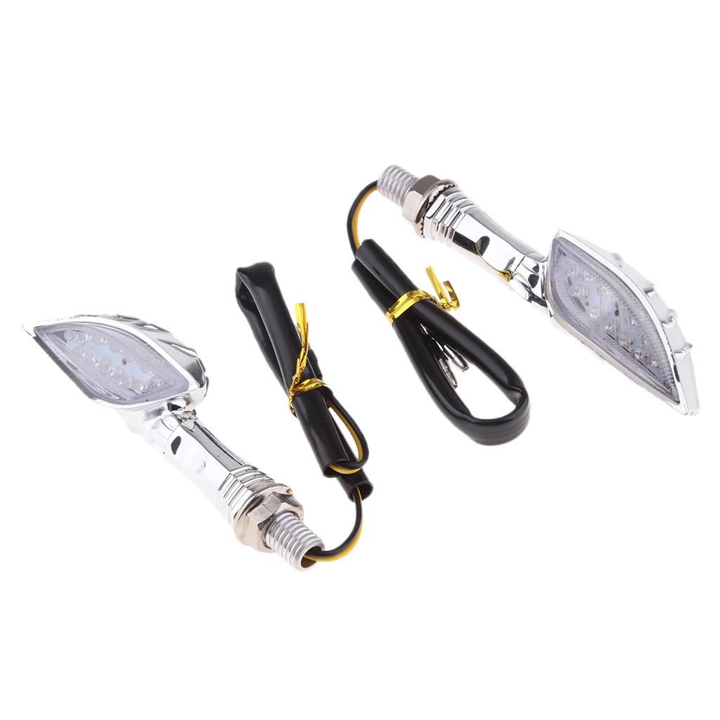 2x Motorcycle Universal LED Turn Signal Light Amber Lamp Blinker Indicator Chrome