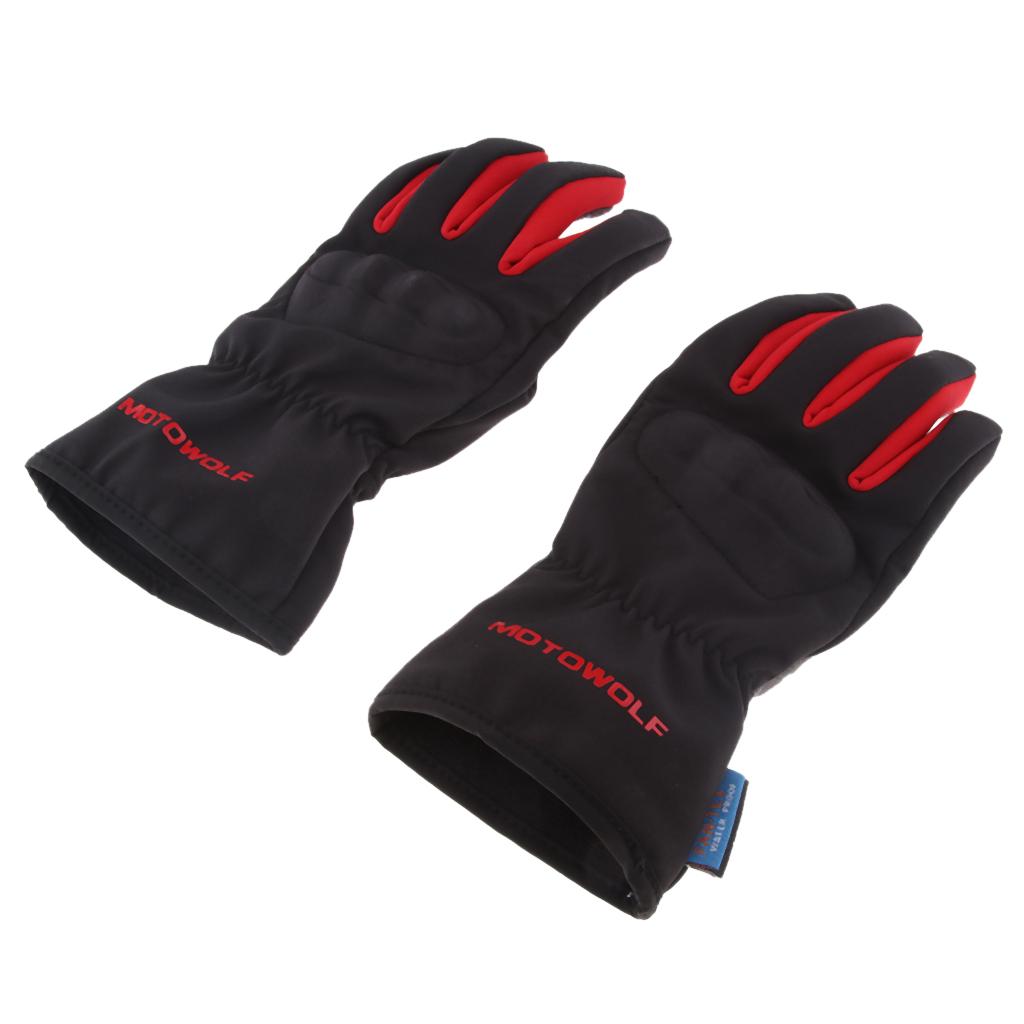 Black & Red Motorcycle Cycling Racing Full Finger Screen Touch Gloves L