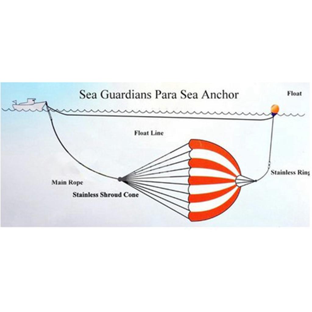 53'' Drift Sock Sea Anchor Drogue with Kayak Tow Rope Line Buoy Ball Float