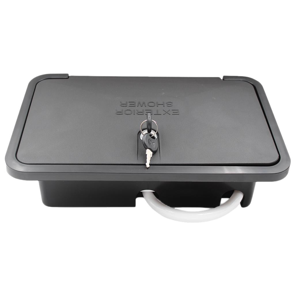 Marine Exterior Shower Box Kit for Lock for RV Includes Hose Black