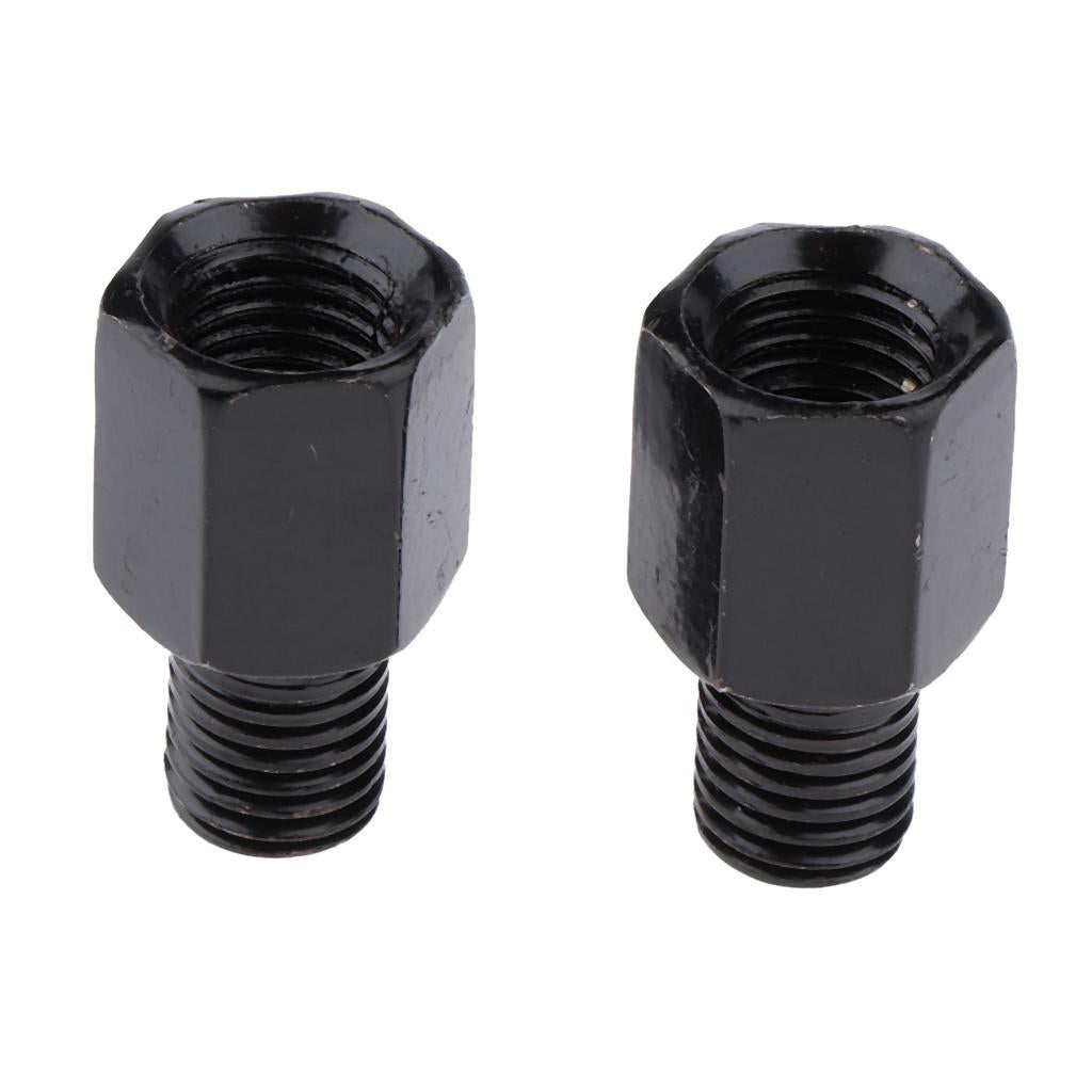 2xScooter Motorcycle Rearview Side Mirror RH 10mm - LH 10mm Adapter Black