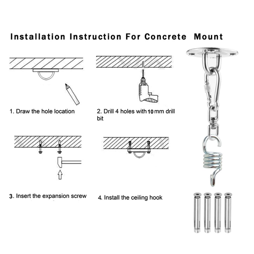 Hammock Chair Spring Swivel Kit 500LB Hanging Stainless Steel Suspension