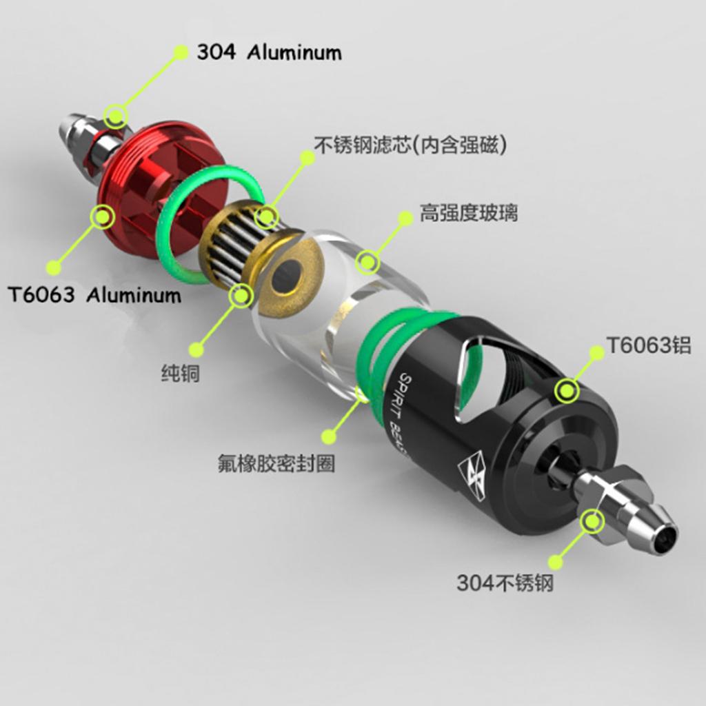 6mm Dia Hose Alloy Motorcycle Gasoline Inline Gas Oil Fuel Filter Cleaner