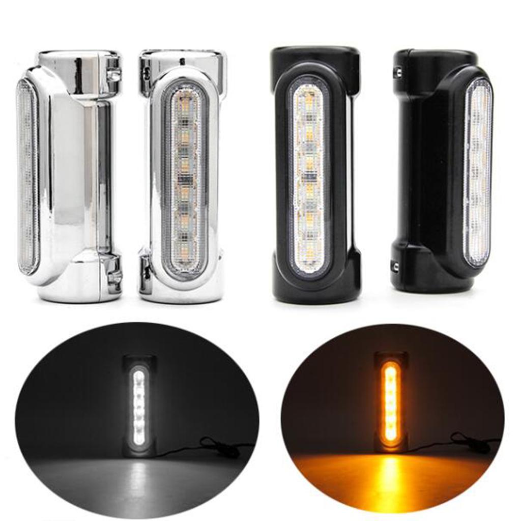 Motorcycle Highway Bar Dual Color LED Turn Signal Driving Lights for Harley Black