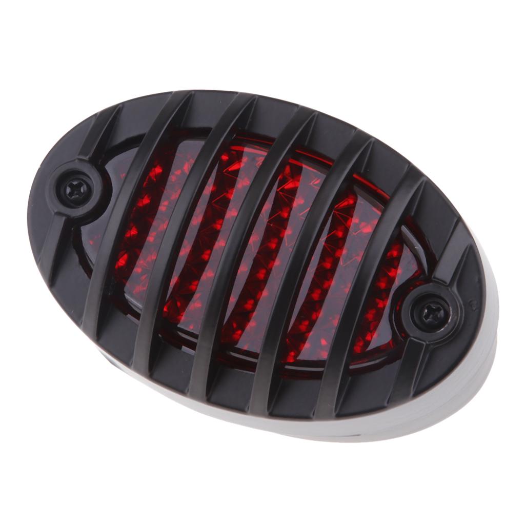 Griile Oval Motorcycle Stop / Tail / Brake LED Licence Plate Light Black
