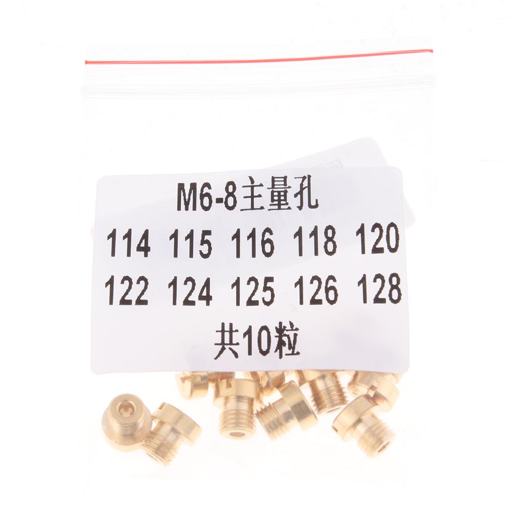 10Pcs M6 Motorcycle Carburetor Main Jet 114-128 Carb Injectors Nozzle Kit