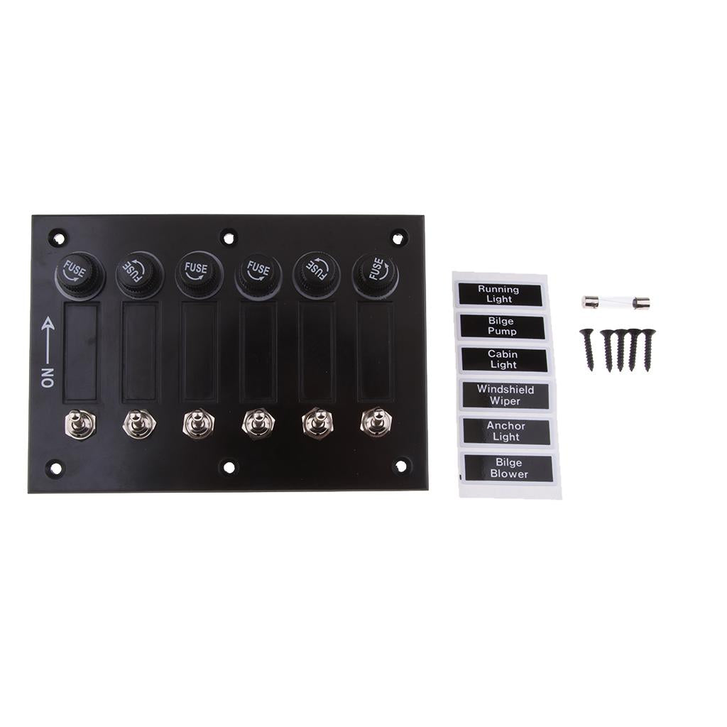 6 Gang Fused Marine Switch Panel for Boats Rv's 12 Volt Switch Panel