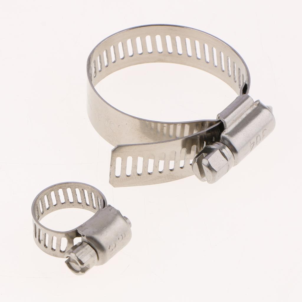 Stainless Steel 6-38mm Range Fuel Line Clip Worm Gear Hose Clamps Adjustable