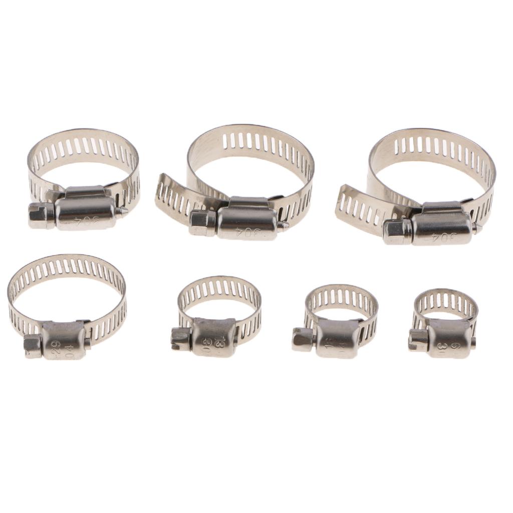 Stainless Steel 6-38mm Range Fuel Line Clip Worm Gear Hose Clamps Adjustable