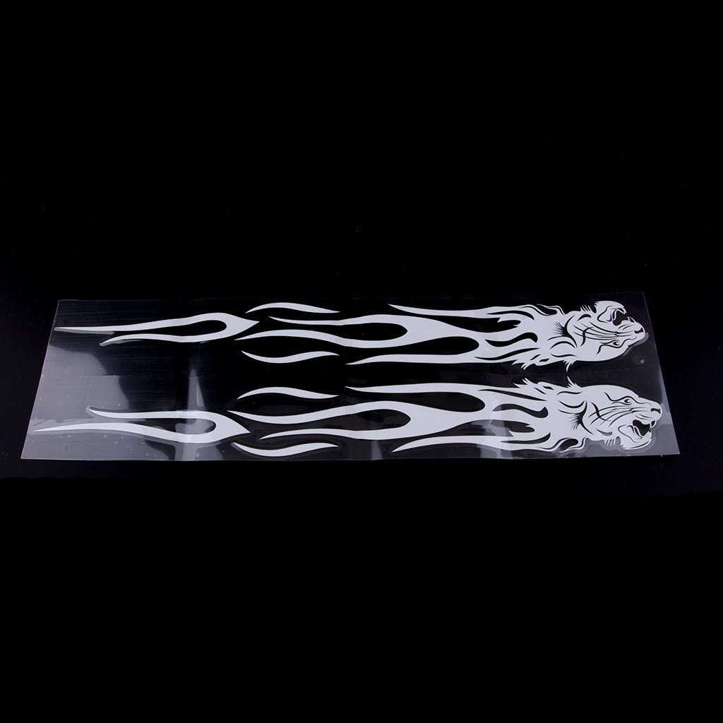 Custom Universal Motorcycle Flame Gas Tank Decal Set 35cm White
