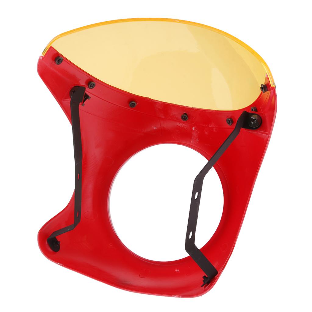 Motorcycle Headlight Fairing Screen Cover for Retro Cafe Racer Red