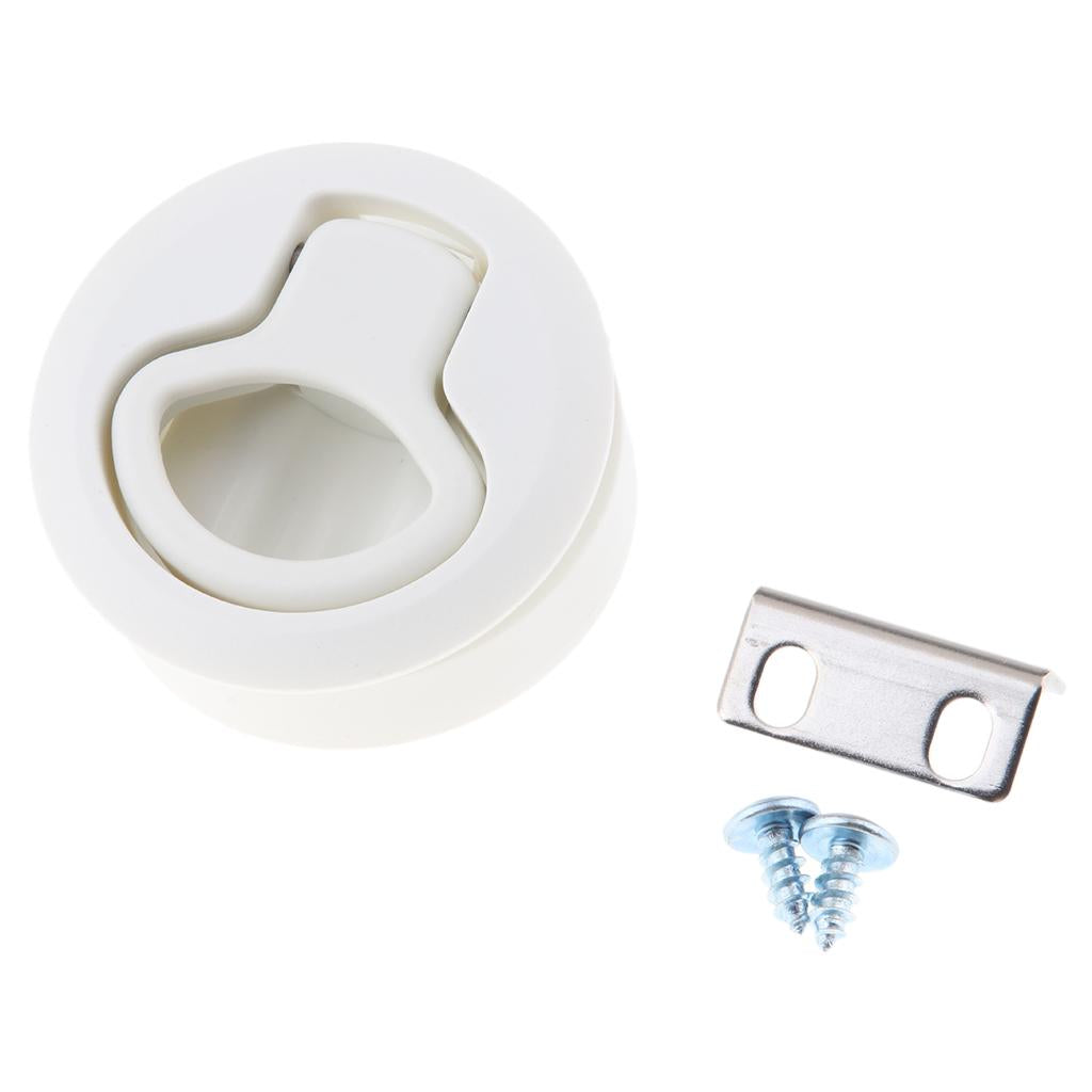 White Boat Car Locker Hatch Slam Latch 2.4 Round Marine Lock Flush Handle"