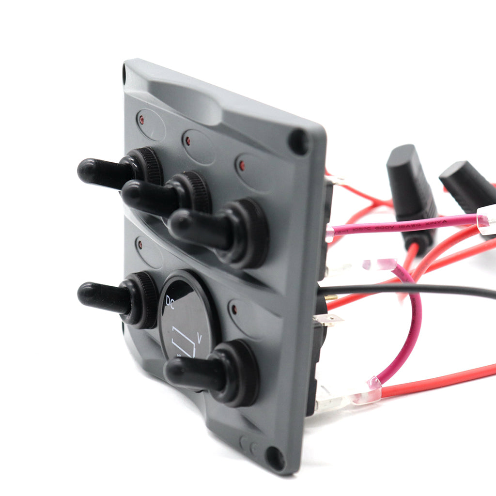 Marine 5 Gang + Battery Gauge Toggle Switch Panel Digital LED Back Light