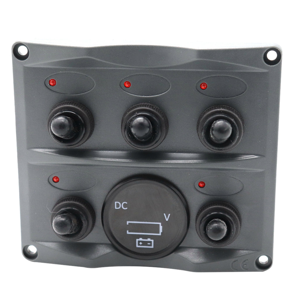 Marine 5 Gang + Battery Gauge Toggle Switch Panel Digital LED Back Light
