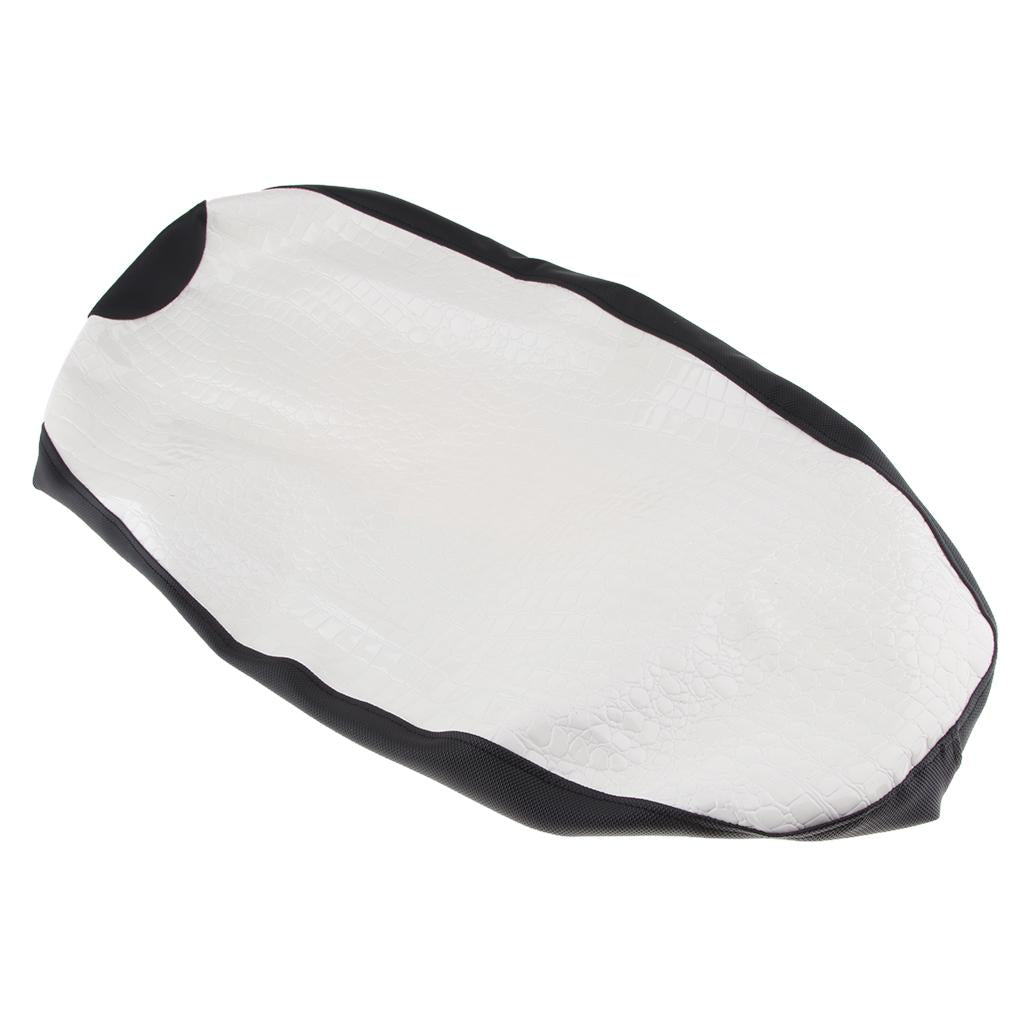 Artificial Leather Motorcycle Seat Cover Waterproof Seat Protect Pad White 2