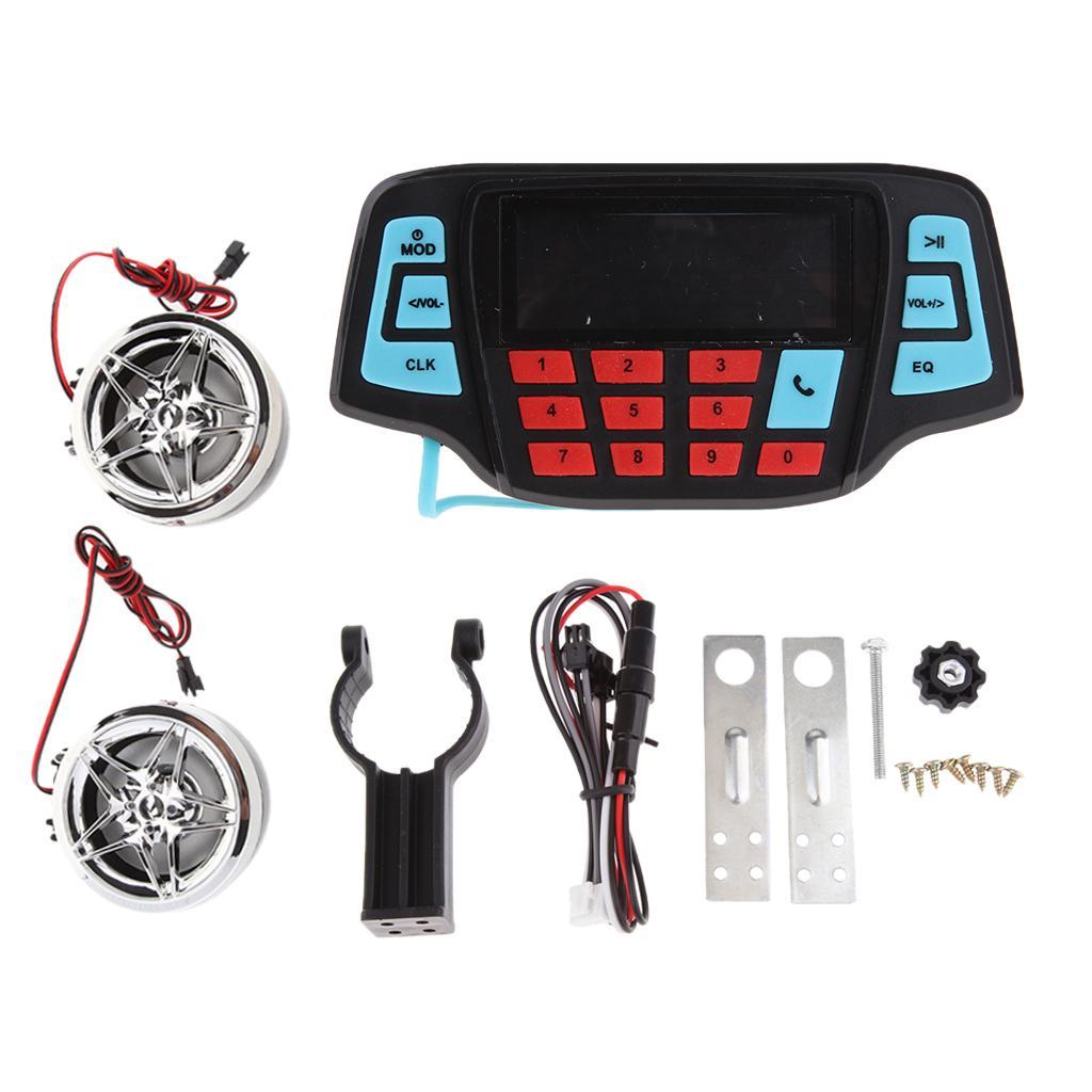 Amp Waterproof Bluetooth Motorcycle Stereo 2-Speakers Audio System - Phone dialing function