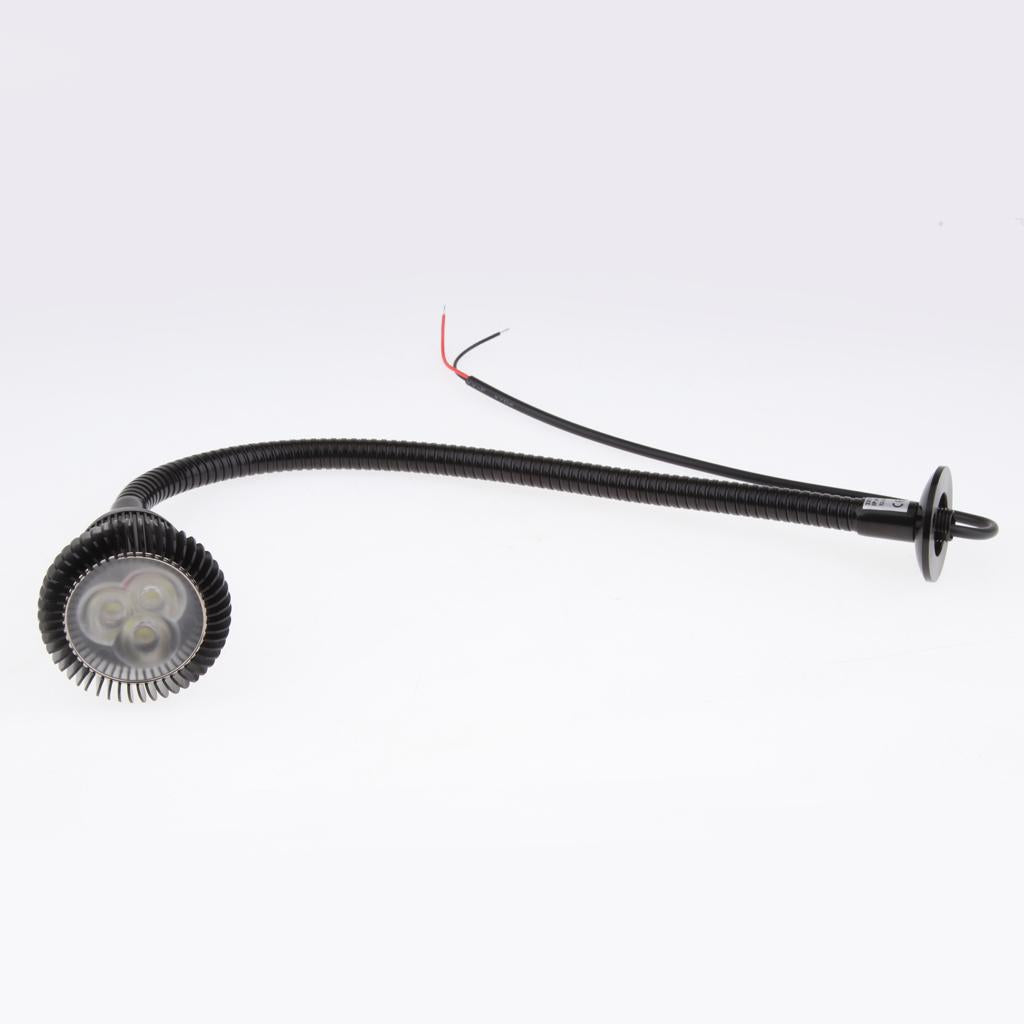 12V 3W LED Flexible Gooseneck Reading Chart/map Light for Boat Black