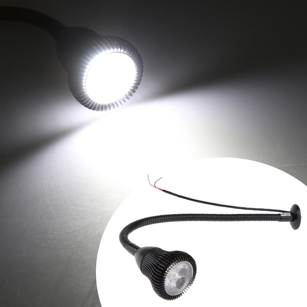 12V 3W LED Flexible Gooseneck Reading Chart/map Light for Boat Black