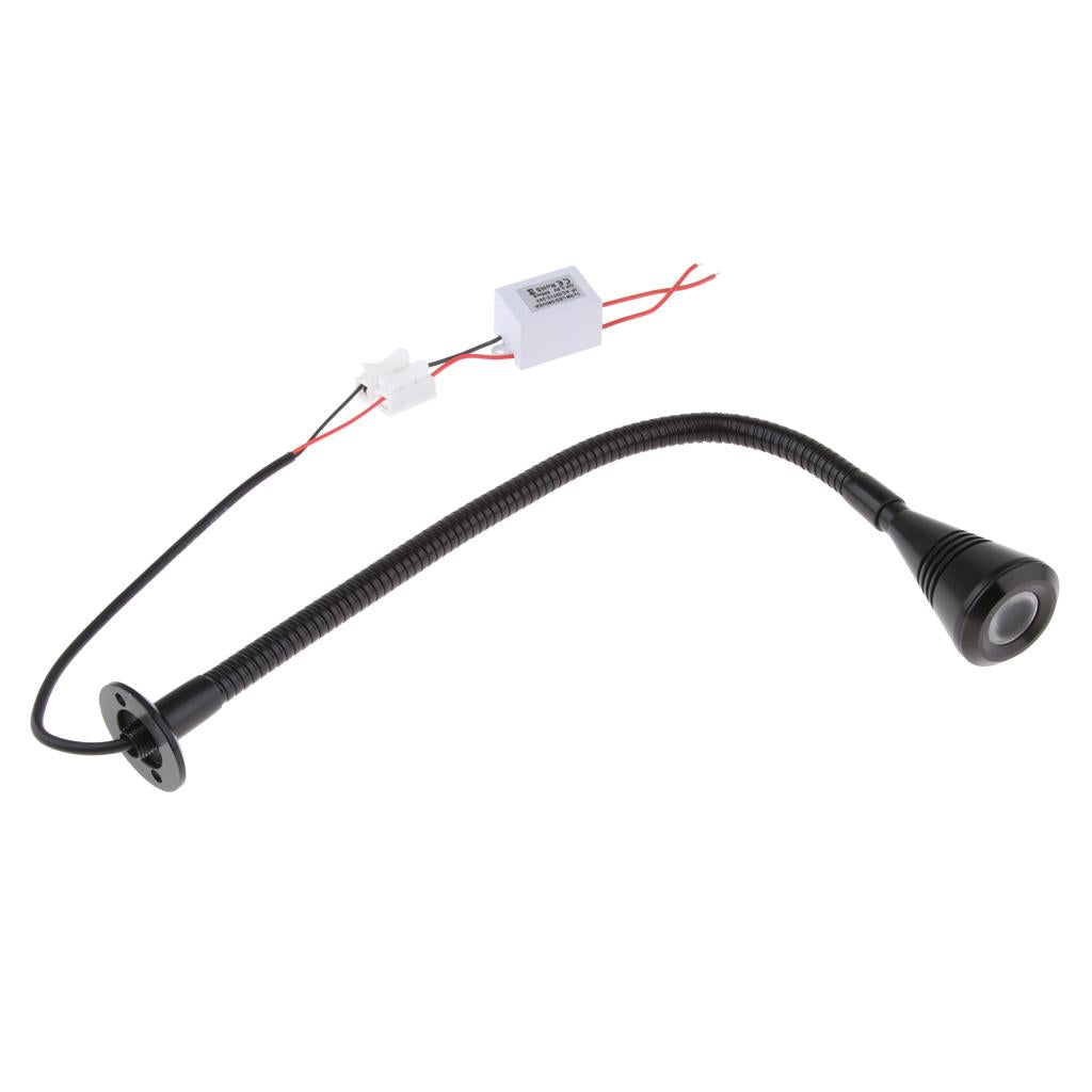 12V 2W LED Flexible Gooseneck Reading Light for Boat RV Motorhome Black