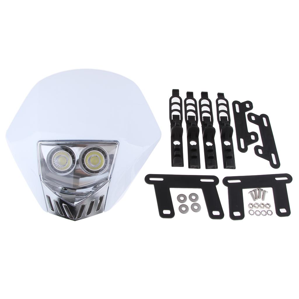 Universal Motorcycle LED Headlight Assembly for Enduro Dirt Bike White