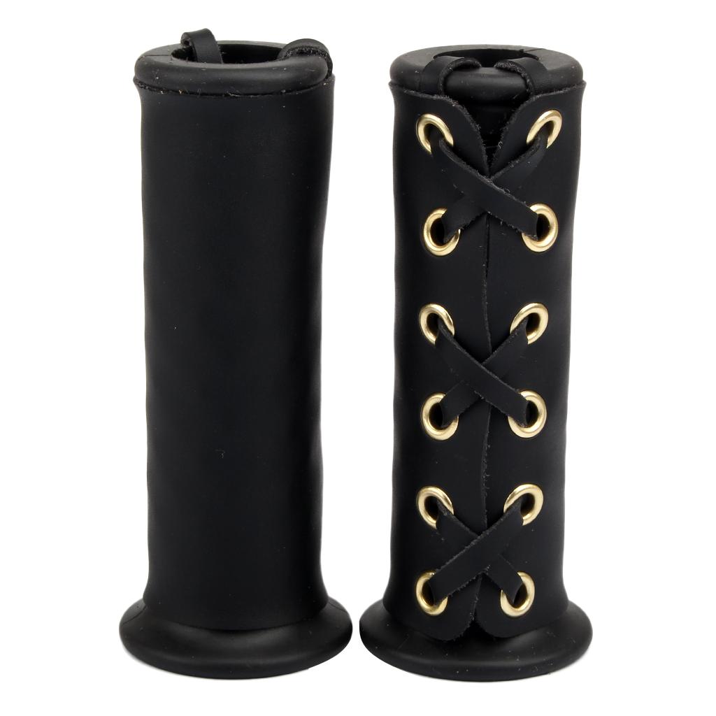 Artificial Leather Motorcycle Grip Covers Vibration Dampening Black