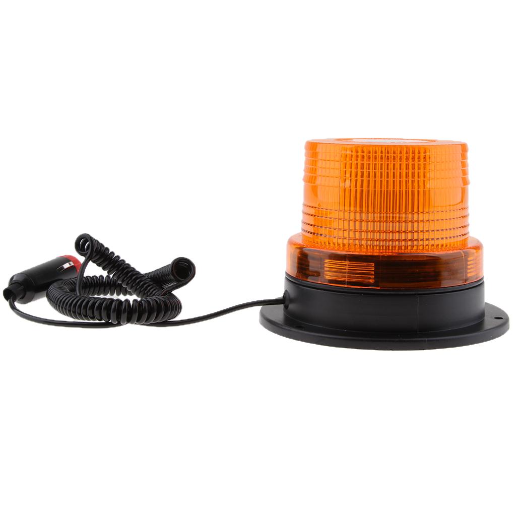 Amber Magnetic Beacon Light Emergency Warning Strobe Yellow Roof Round